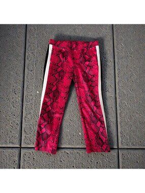 PAM &. GELA Pink Snake Print Pinstripe Ankle Athletic Pants Size Large